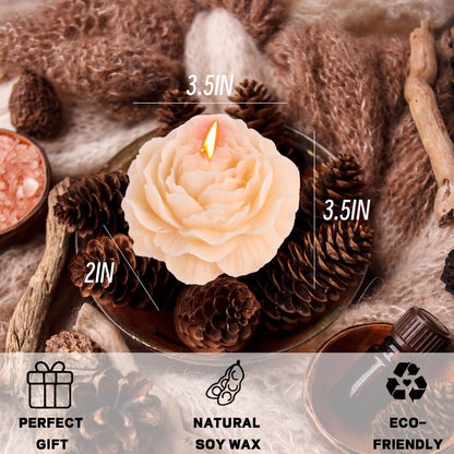 Peony Flower Shape Candles 1 Pack Soy Wax Decorative Candle for Bedroom Home Scented Candle Gift to Friends Family (Champagne)