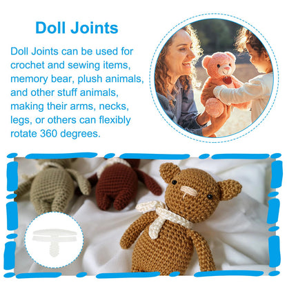 PATIKIL 30mm Doll Joints, 30 Set Plastic Removable Animal Joints Connector Engage Bolt for Bear Limbs Making Head Joints DIY Crafts Accessories, White