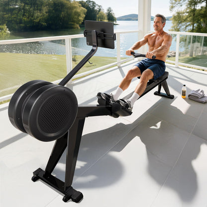 YOSUDA Air Magnetic Rowing Machine for Home, Dual Air & Magnetic Resistance with 8-Level, Smart APP, Rotatable Device Holder, Ergonomic Seat, and Easy Storage