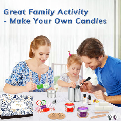 Complete Candle Making Kits for Adults Beginners, DIY Candle Making Supplies Include Soy Wax,Wax Melter,Scents,Dyes,Wicks,Wicks Sticker,Candle Tins & More-Full Candle Maker Set - Arts & Crafts Kits