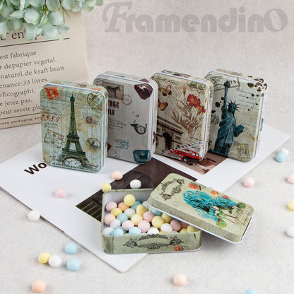 Framendino, 10 Pack Metal Tin Plate Empty Boxes Trinket Jewelry Coin Box with Lid for Candy