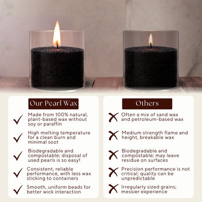 LILY LADUE Black Sand Candle Kit - 1Lb/16Oz Pearled Candles Sand and Wicks (24) with Platinum Holder, Unscented Aroma Beads, Reusable Pearled Candle Wax for DIY Home Kit, Powder Beads Refill Available