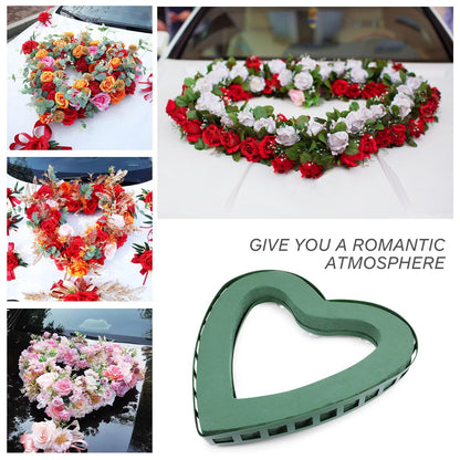 TEHAUX Heart-Shaped Floral Holder with Suction Cup 15.74X15.35X1.77In Flower Rack for Wedding Car Decoration Floral Arrangement Accessory for Special Events
