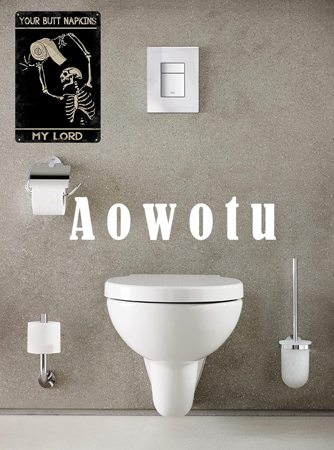 Aowotu Funny Metal Retro Skeleton Decorate Tin Signs Wall Art Perfect For Home Washroom Bathroom Decoration 8x12 Inch