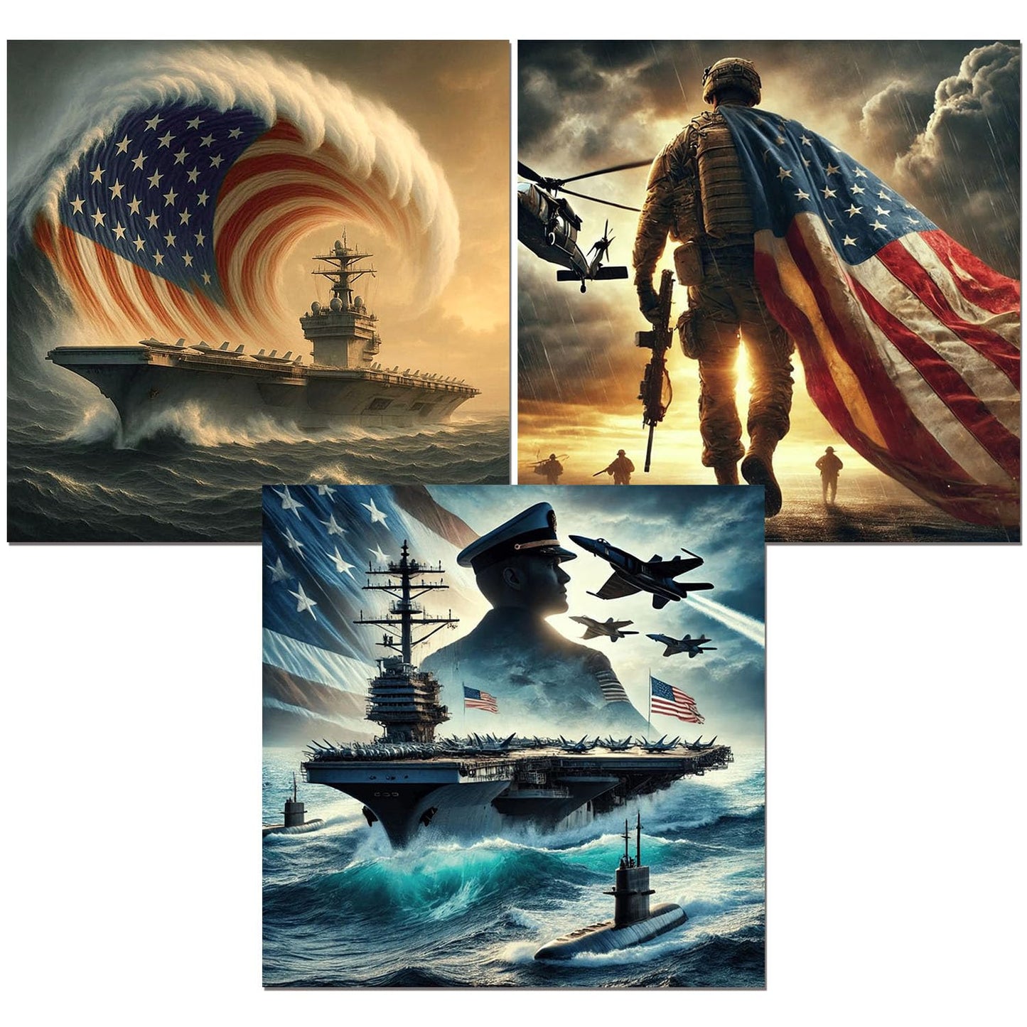 ajepon 3 Pack Independence Day Diamond Art Kits for Adults - Independence 5D Diamond Painting, Gem Art for Adults, Gem Painting Kits for Wall Home Decor Arts Craft 12x12inch