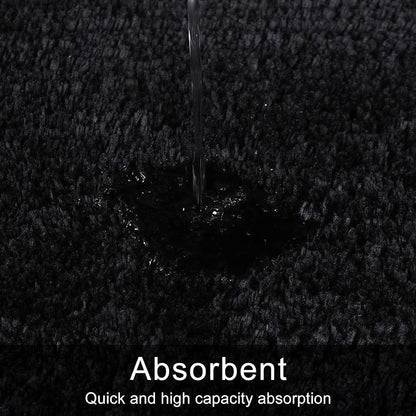 Uphome Black Bathroom Rugs, Shaggy Soft Microfiber Bath Mat, Non Slip Machine Washable, 18x26 inch