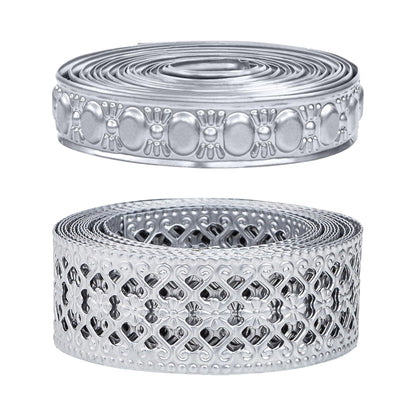 CraftyCrocodile Set of 2 Metal Ribbons for Decor Craft - 1 1/4" and 0.8", 3 Yards Long, Bundle