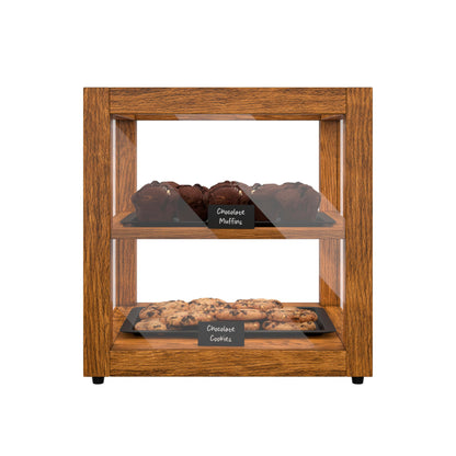 KoolMore 15 in. Light Wood Countertop Dry Bakery Display Case, Pastry, Cake and Bread Display with Tempered Glass