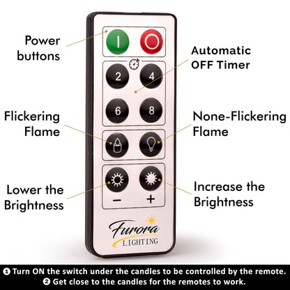 FURORA LIGHTING Gold Trim Flameless Candles - Real Wax, Adjustable Brightness, Remote & Timer - 4 Pillars (3x4, 3x6) and 4 Votives, 8-Pack, Battery Operated