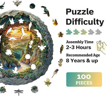 Jigfoxy 3D Wooden Puzzle for Adults - Unique Animal Shape Jigsaw | Perfect Christmas & Thanksgiving Gift (100 Pcs, 8.5 x 8.4 in)