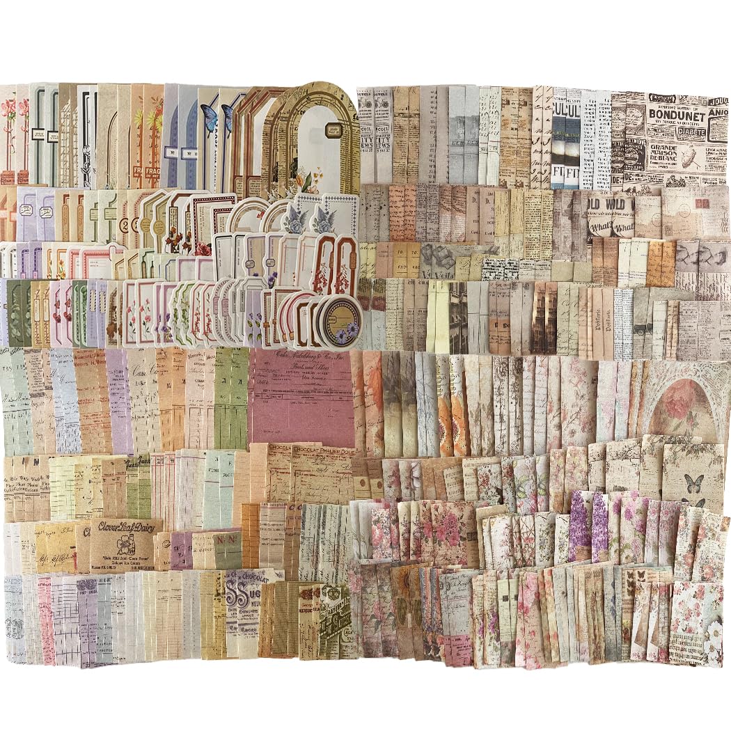 SUPJESWEK 400 Sheets Scrapbook Paper Handmade Scrapbook Paper Cuttable Scrapbook Supplies Aesthetic Retro Elements for Bullet Journals Junk Planners Aesthetic Room Decor Wall