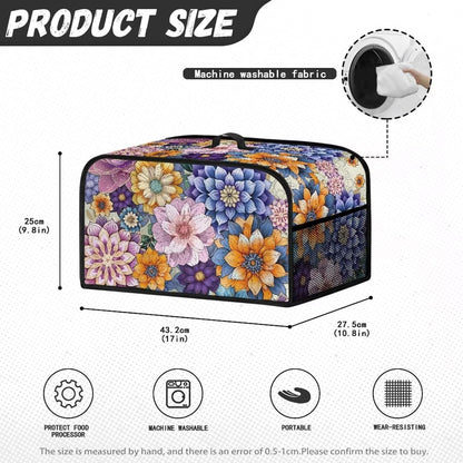 Hippie Flower Slow Cooker Cover, Oval Crock Pot Dust Cover with Handle, Easy to Clean for Home Kitchen