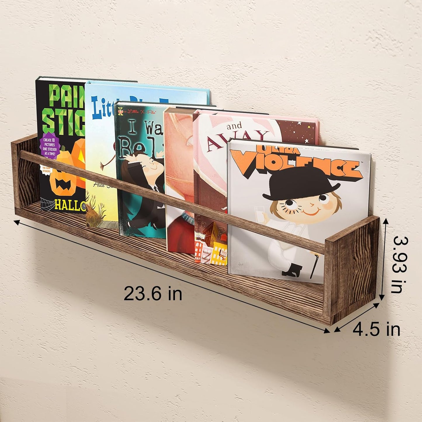 23.6 Inch Set 3, Fixwal Nursery Book Shelves for Kids Rooms, Floating Bookshelves for Wall of Baby Nursery Decor, Solid