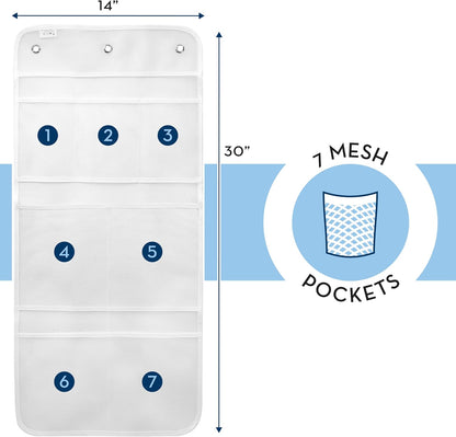 S&T INC. Shower Organizer, Bathroom Caddy with Quick Drying Mesh, 7 Pockets, 2 Pack, White
