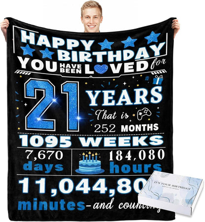 21st 21st 21 Birthday Gift for Him Birthday Gift Blanket, Year Old Birthday Gifts for Men