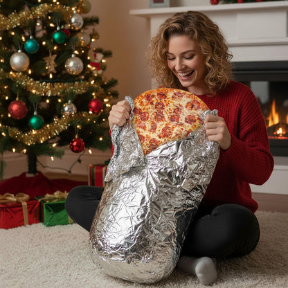 FREESOOTH Pizza Throw Blanket for Adult Kids, Novelty Round Warm Soft Tortilla Blanket for Couch Bed Funny Present, 60 Inches