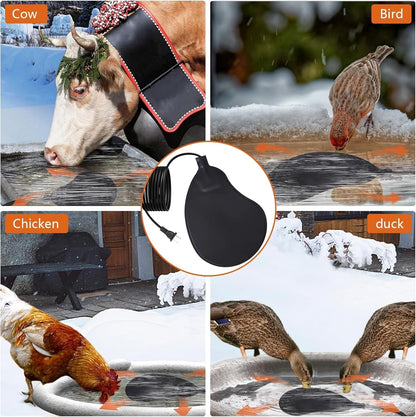 60W De-icer Submergible Bird Bath Heater Thermostatic Controlled Chicken Water Heater for Outdoors in Winter Animal