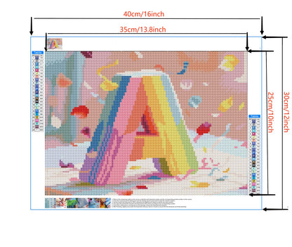 INZTXKRI 5D Full Drill Letter Diamond Painting Kit for Adults, Stress Relief DIY Craft Set, Round Resin Diamonds, Premium Linen Canvas, Home Wall Decor, Birthday/Christmas Gift (12×16inch) (H)