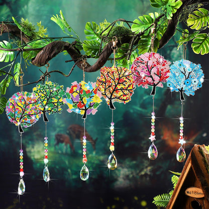 Burbell 6 Pcs Tree of Life Diamond Art Suncatchers Kits for Adults Double Sided Tree of Life Diamond Painting DIY Dream Catcher Kit Wall Decor Wind Chimes for Adults, 6 Styles