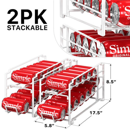 Simple Houseware Stackable Beverage Soda Can Dispenser Organizer Rack, White - 2 Pack