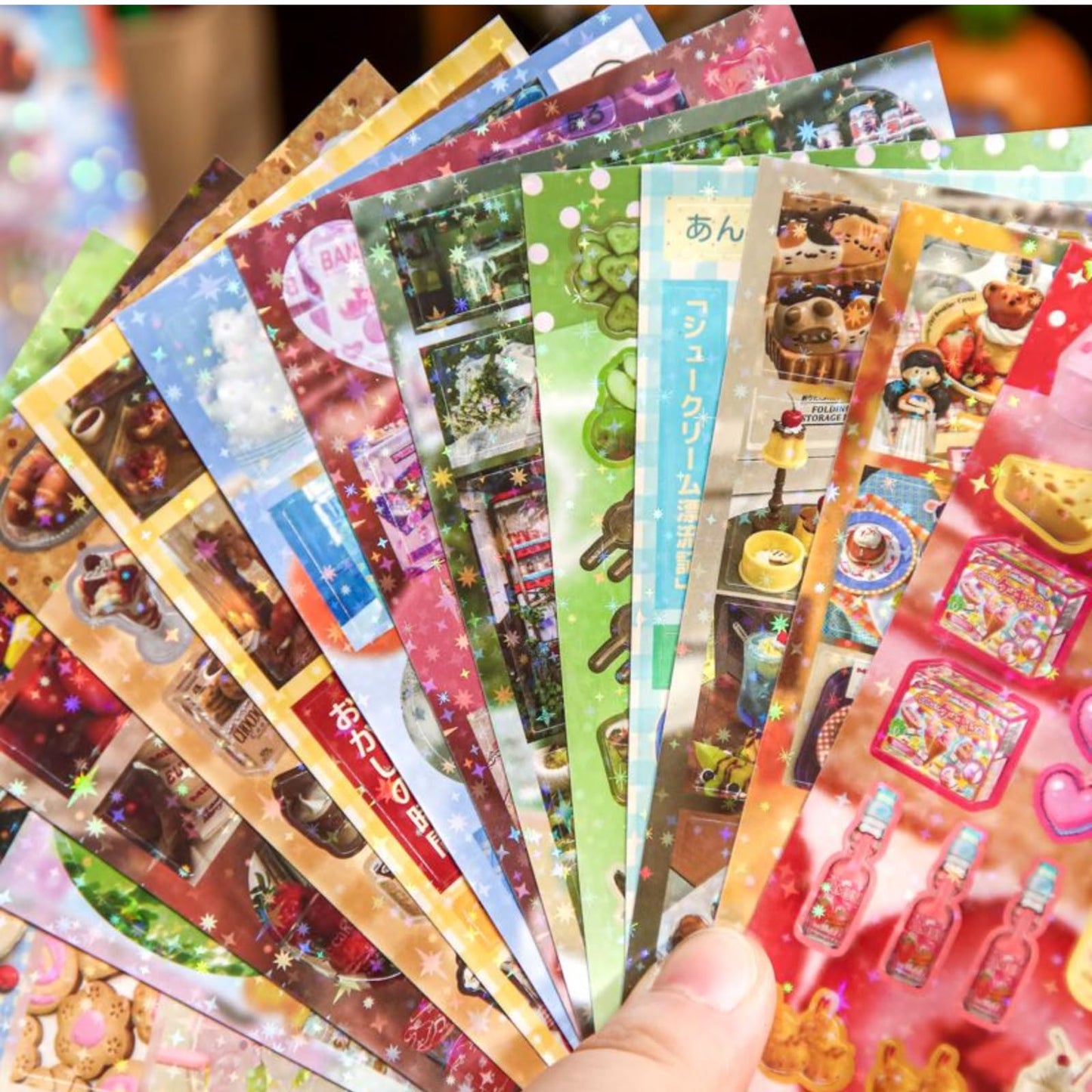 Doukado 2 Pack Japanese Retro Showa Sticker Book Set, 60 Sheets 900+ Pcs Dessert & Afternoon Tea Holographic Star Film Stickers for Scrapbooking, Journaling, Planner Supplies & Gift