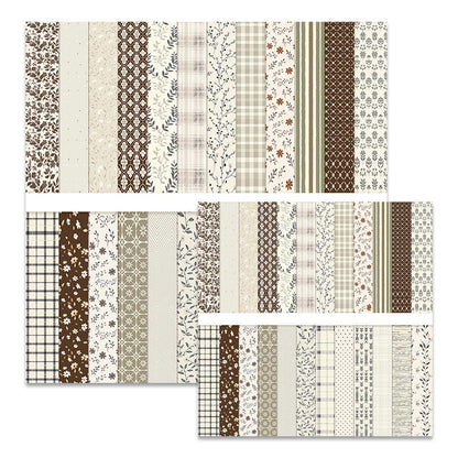 MerwDeeyt Scrapbook Paper 12x12 In and 6x6 In Pack, Spring Floral Patterned Paper for Scrapbooking, 48 Sheets Double Sided Decorative Craft Papers for Card Making Journaling Decor (Beige)
