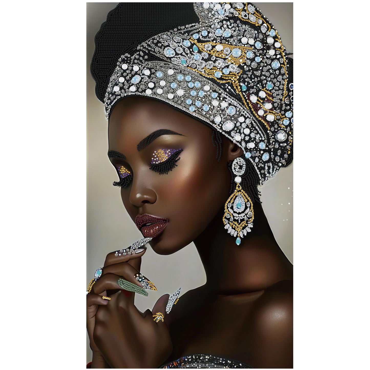 KUFWKEY African Diamond Art Kits for Adults,Partial 5D Diamond Painting kit,Special Shaped Diamond Art,Sparkling gem Art,Woman Diamond dots Kits,DIY Mosaic Kits,Home Decor,Big Size 16X28 inch