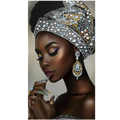 KUFWKEY African Diamond Art Kits for Adults,Partial 5D Diamond Painting kit,Special Shaped Diamond Art,Sparkling gem Art,Woman Diamond dots Kits,DIY Mosaic Kits,Home Decor,Big Size 16X28 inch