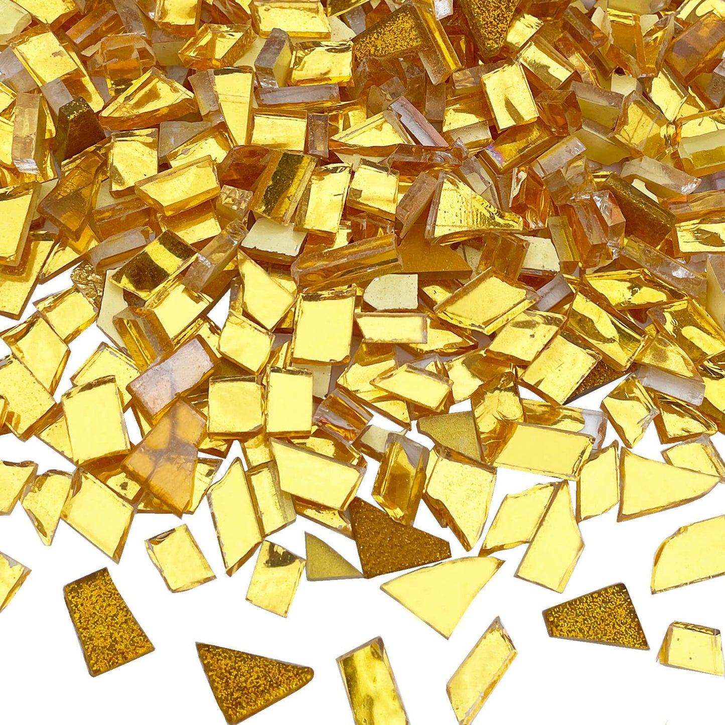 LITMIND Gold Mixed Irregular Glass Mosaic Tiles for Art Crafts, 9oz Value Pack Mosaic Making Supplies, Glass Mosaic Kits for Adults