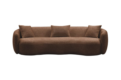 KEIKI 94" Boucle Half Moon Curved Sectional Sofa with 3 Throw Pillows, 4-Seater Teddy Fleece Leisure Couch with Curved Backrest, Easy Assembly, for Apartment, Living Room, Bedroom, Orange