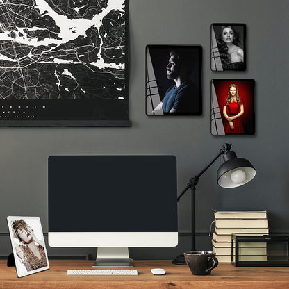 Bluesun 5x7picture frame, glass frame clear, hanging picture frame, Matted for wall and tabletop Decor (5x7, Black)