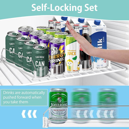 Drink Organizer for Fridge, 5 Row Automatic Pusher Glide, Adjustable Width Soda Can Dispenser for Refrigerator-Holds up to 25 Cans