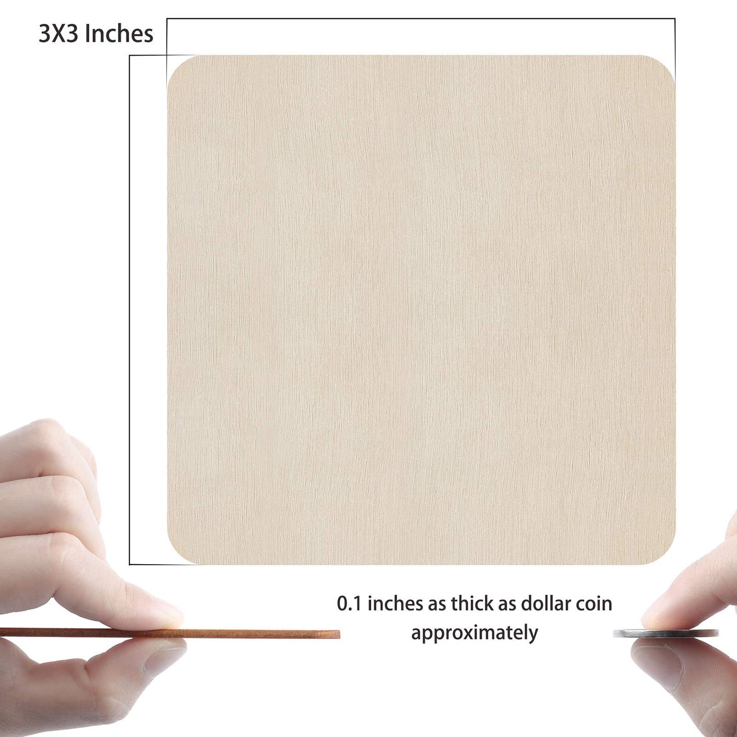 Fuyit Unfinished Wood Pieces, 50Pcs 3 x 3 Inch Blank Natural Wood Square Wooden Cutouts Board for DIY Crafts Painting, Scrabble Tiles, Coasters, Decoration