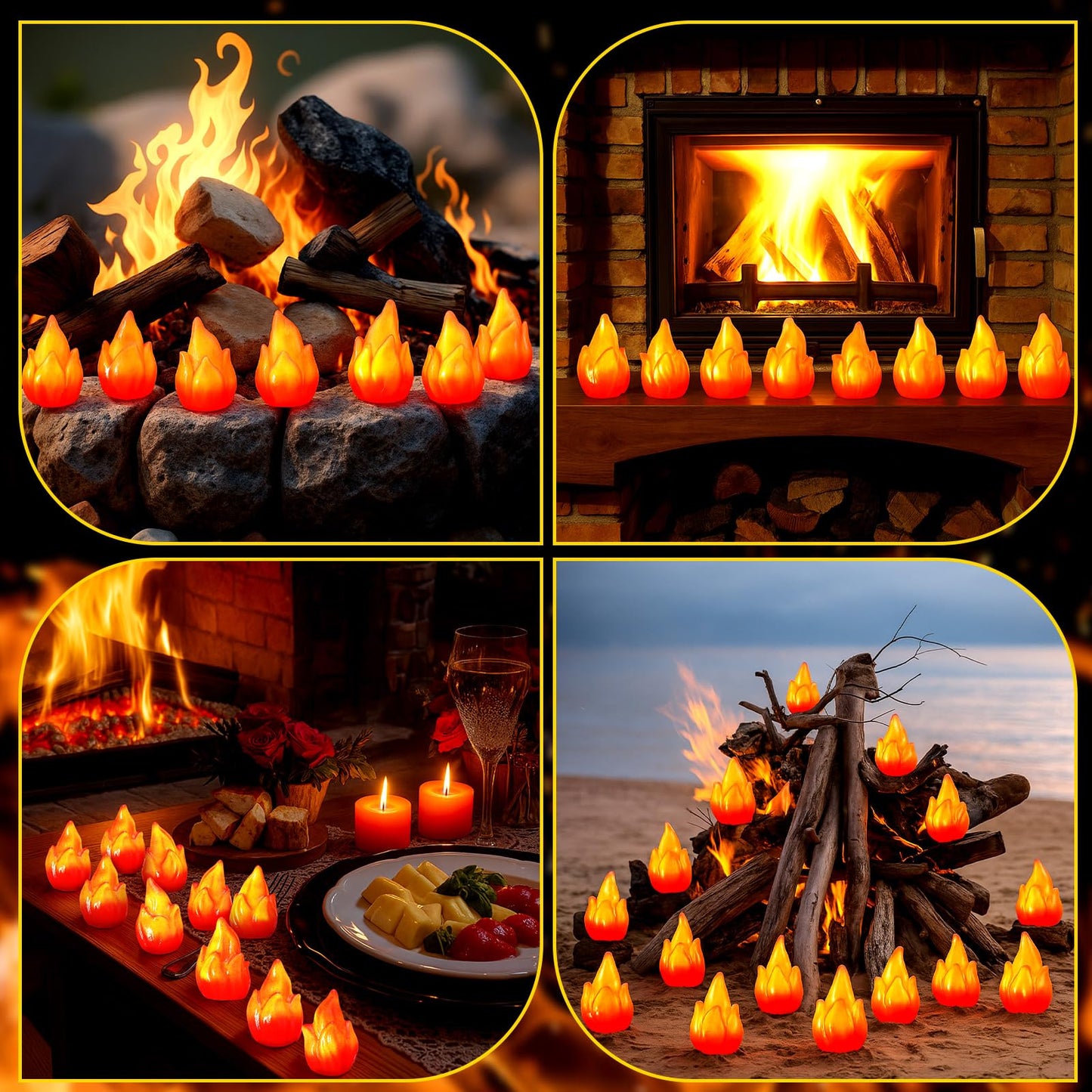 Thyle 100 Pcs Mini Resin Fire Miniature Flame Figurines Christmas Tiny Fake Fire Campfire Model Gift Micro Town Accessories for Xmas Small Village Accessories DIY Scene Garden Home Landscape Decor