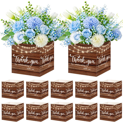 Cinrobiye 24 Pcs Rustic Wedding Table Centerpiece Boxes, 4.7‘’ Thank You Gift Paper Boxes for Engagement, Bridal Shower, Birthday Party Favors