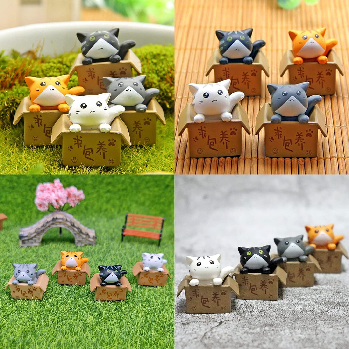 ZHOUQZSF 16 Pcs Cute Cat Figurines Cake Decorating Lovely Kitten Fairy Garden Micro Landscape Adorable Animal Statue Terrarium Crafts Home Bookshelf Mini Ornaments DIY Miniature Supplies(16PCS)