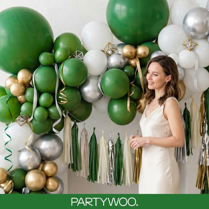 PartyWoo Dark Green Balloons 99pcs Different Sizes of 36 18 12 10 5 Inch Emerald Hunter Forest Green Balloon Arch Kit for Birthday Christmas Graduation Dinosaur Jungle Party Decorations Green-Y56