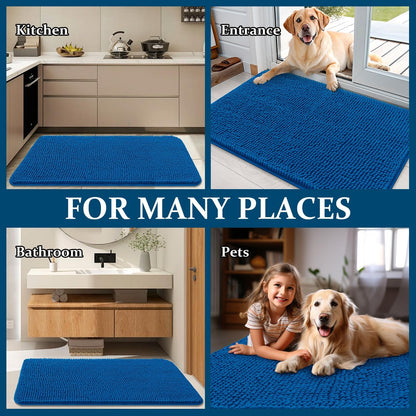 OLANLY Dog Door Mat - Absorbent Non-Slip Washable Doormat for Muddy Paws | 44x32 Deep Navy Blue