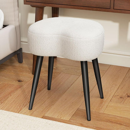 17.7in Teddy Velvet Vanity Stool, Upholstered Makeup Chair with Sturdy Metal Legs, Soft Padded Ottoman Footrest, Modern