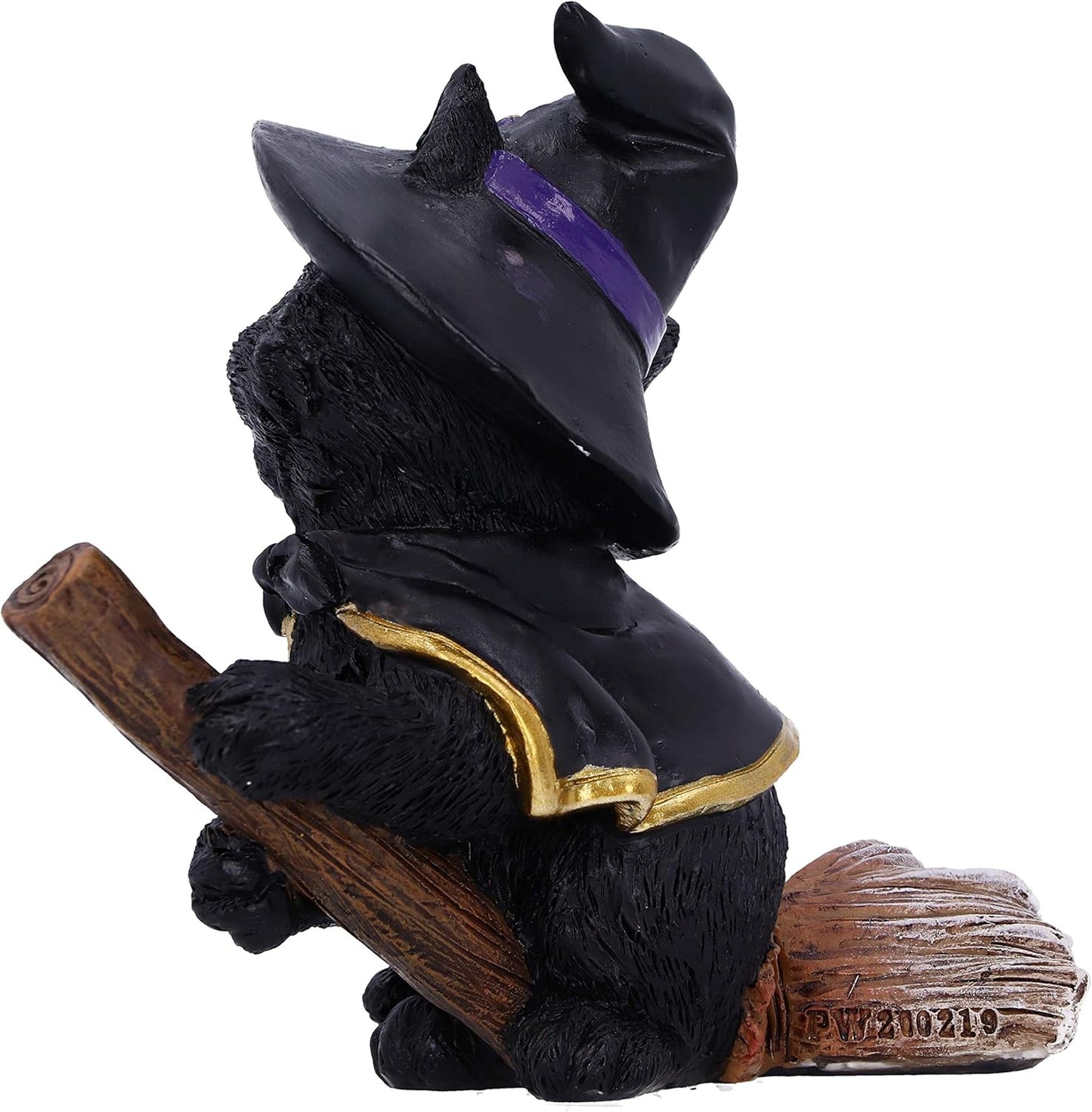 Nemesis Now Tabitha Small Witches Familiar Black Cat and Broomstick Figurine, 11cm