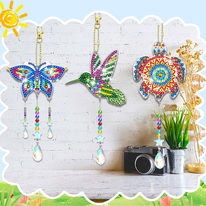 JeCuiK 6 Pcs Diamond Painting Suncatchers Double Sided Diamond Art Suncatcher Mandala 5D DIY Diamond Painting Wind Chimes Paint by Number Diamond Art Kits for Adults Hanging Ornaments