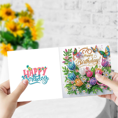 YOKUSHI 12 PCS Diamond Art Painting Birthday Greeting Cards, Fete Day Craft DIY Card Making Kits for Adults Gifts (Happy Birthday)
