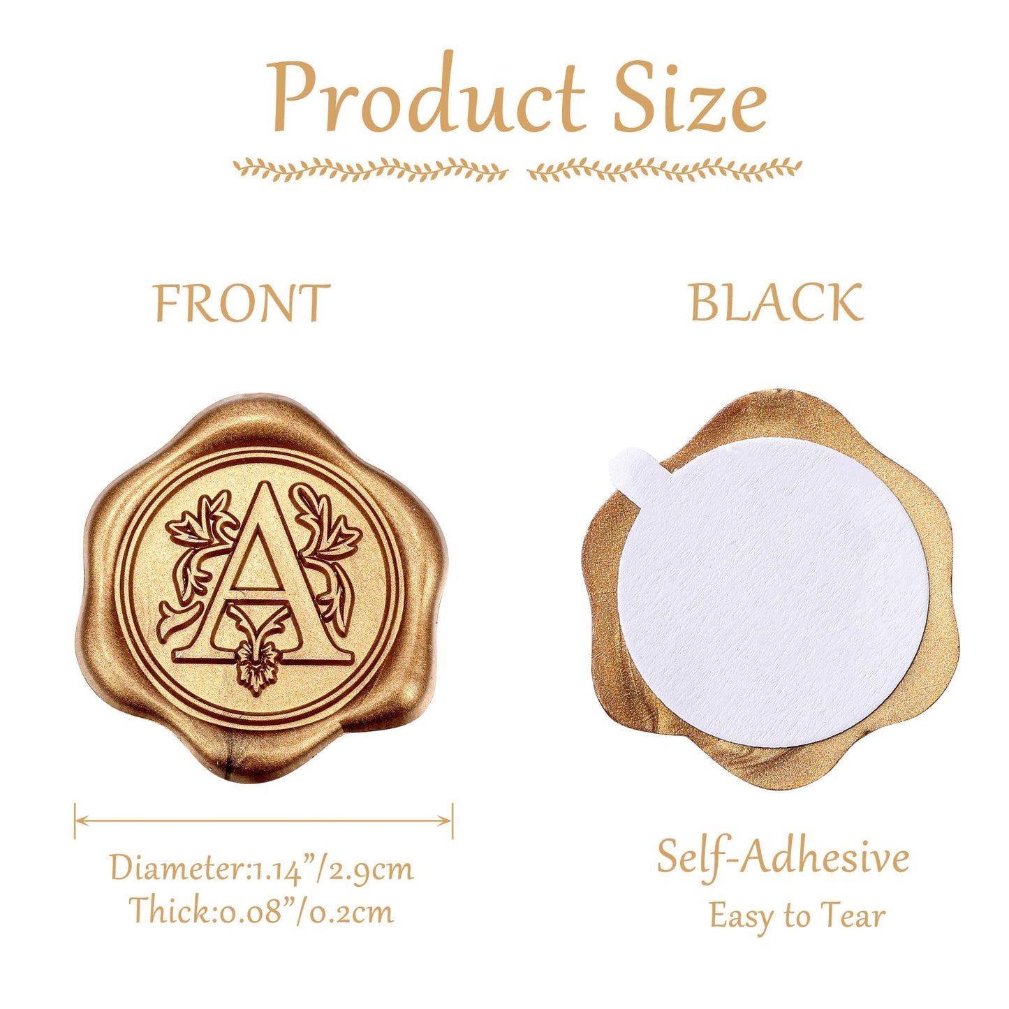 Yoption 50Pcs Initial A Wax Seal Stickers, Retro Antique Gold Letter Self Adhesive Envelope Seal Stickers for Wedding Party Birthday Christmas (A)