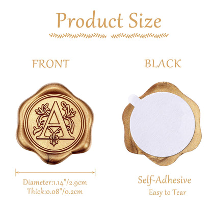 Yoption 50Pcs Initial A Wax Seal Stickers, Retro Antique Gold Letter Self Adhesive Envelope Seal Stickers for Wedding Party Birthday Christmas (A)
