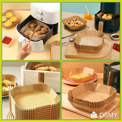 Skiennix Air Fryer Disposable Paper Liners - 200 PCS Non-Stick 8 Inch Square Parchment for 5-8QT Cooking