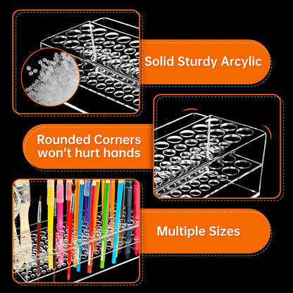 HESHUYU Acrylic Paint Brush Holder 77 Holes and Multi-functional Compartment Paintbrush Organizer Artist Brush Holder Paint Brush Stand Rack for Pens Pencils