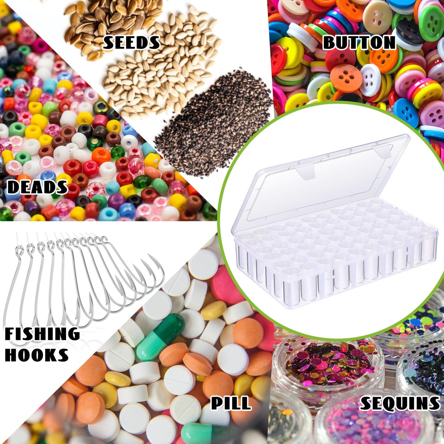 Willinglong 2 Pack Diamond Art Storage Containers Set, Grids Bead Organizer Box with Diamond Painting Accessories Labels for Jewelry Art DIY Dot Craft Bead Storage