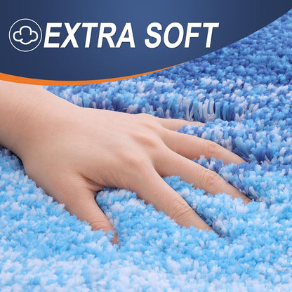 OLANLY Bathroom Runner Rug - Extra Soft Microfiber Mat | Quick Dry, Rubber Backing, 70x24, Light Royal Blue