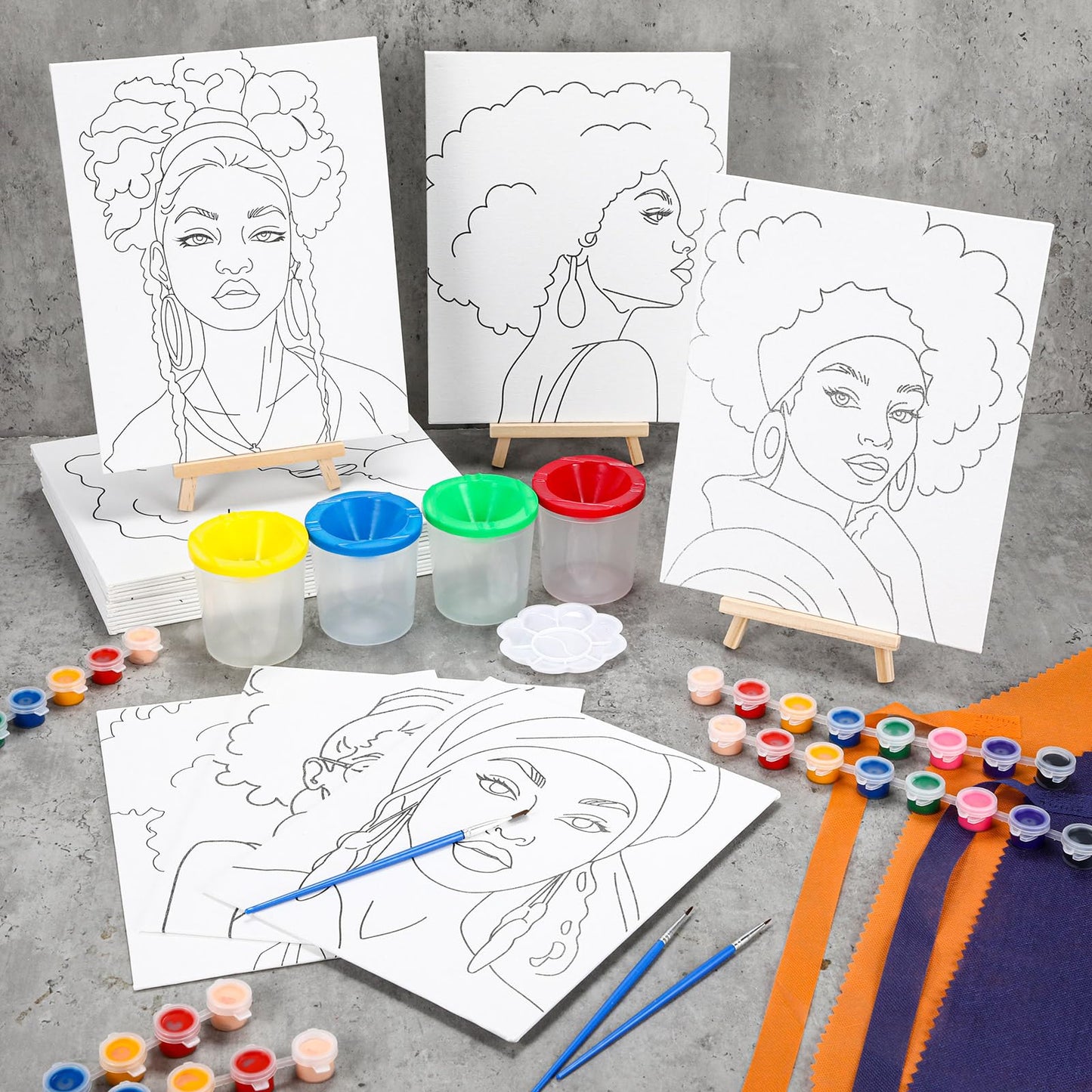 Sherr 140 Pcs 20 Set Pre Drawn Canvas Kit for Painting Craft Sip and Paint Kit for Adults Pre Printed Canvas Painting Favor for Virtual DIY Birthday Gifts Adult's Date Party(Elegant Lady)