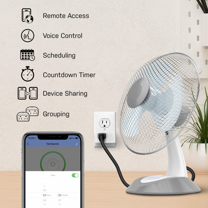 Feit Electric Indoor Smart WiFi Plug Works with Alexa and Google Home, No hub Required, 2.4 Ghz Network Only, Remote Control from Anywhere 15 Amp Smart Outlet Plug, Indoor, White with Night Light